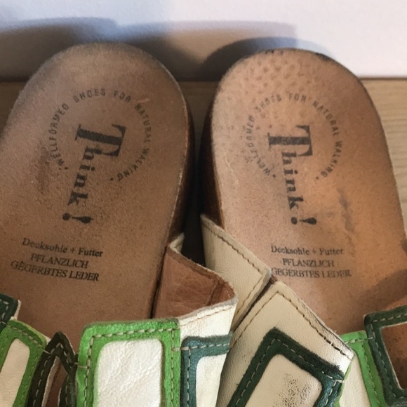 THINK! Women's Julia Window Thong sandals size 41 or 10.5 green cream - Picture 5 of 8